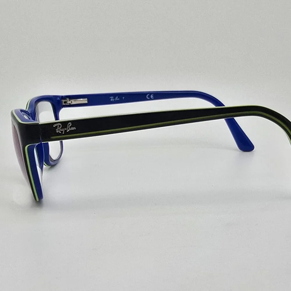 Ray-Ban Jr. RB1536 3600 Dark Grey Neon Green on Blue Kids Eyeglasses Frame 48mm